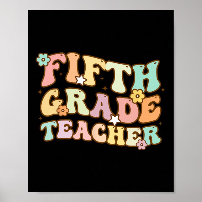 Back To School Fifth Grade Teacher Colourful Kids  Poster (Front)