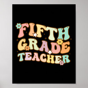 Back To School Fifth Grade Teacher Colourful Kids Poster