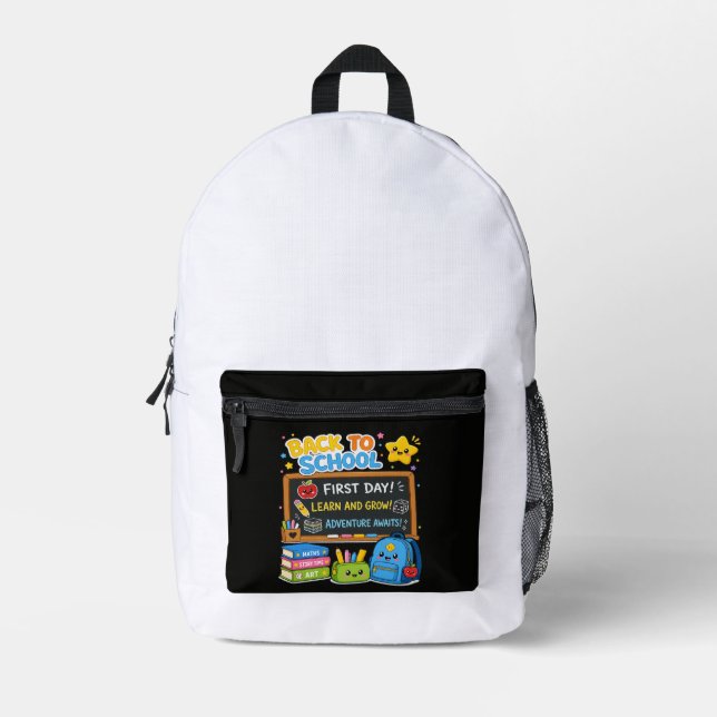 Back to School First Day Adventures Kids Printed Backpack (Front)