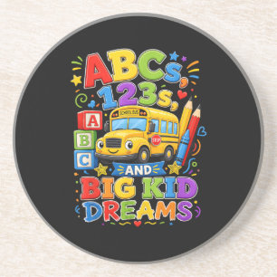 Back to School First Day Big Kid Dreams School Bus Coaster