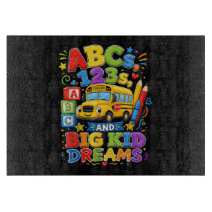 Back to School First Day Big Kid Dreams School Bus Cutting Board