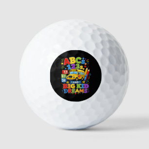 Back to School First Day Big Kid Dreams School Bus Golf Balls
