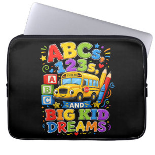 Back to School First Day Big Kid Dreams School Bus Laptop Sleeve