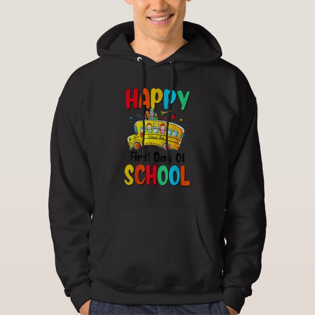 Back To School First Day  Bus Driver Teachers Stud Hoodie (Front)