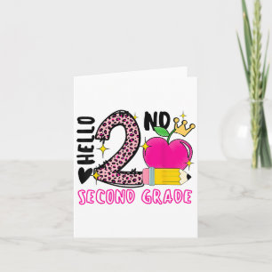Back To School First Day Hello 2nd Grade Leopard F Card