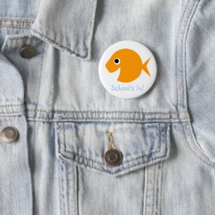 Back To School First Day of Class Cartoon Goldfish 6 Cm Round Badge