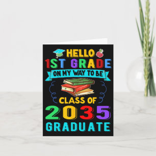 Back To School First Day Of First Grade Hello 1st Card