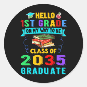 Back To School First Day Of First Grade Hello 1st Classic Round Sticker