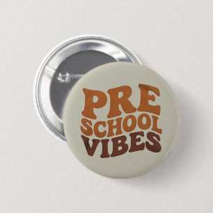 Back to School First Day of Pre-K Preschool Groovy 6 Cm Round Badge