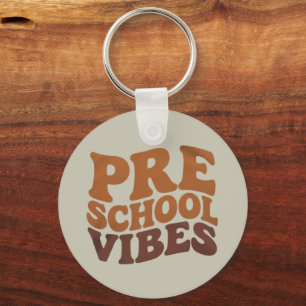 Back to School First Day of Pre-K Preschool Groovy Key Ring