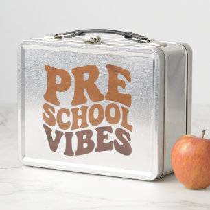 Back to School First Day of Pre-K Preschool Groovy Metal Lunch Box