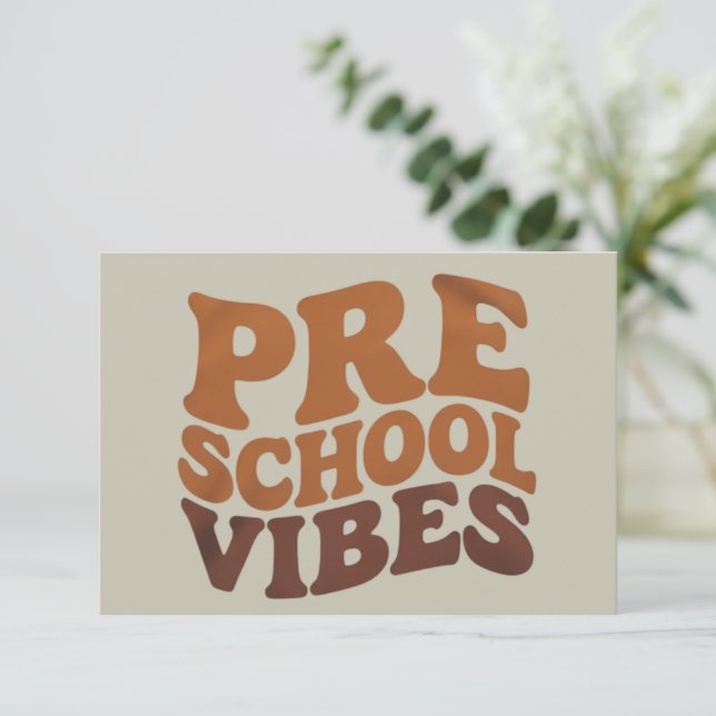 Back to School First Day of Pre-K Preschool Groovy Thank You Card (Standing Front)