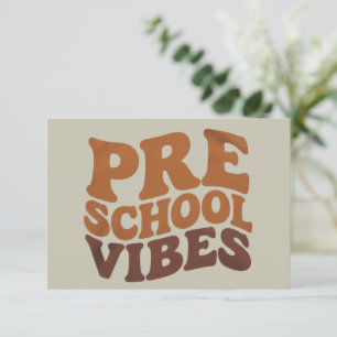 Back to School First Day of Pre-K Preschool Groovy Thank You Card