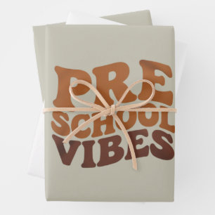 Back to School First Day of Pre-K Preschool Groovy Wrapping Paper Sheet