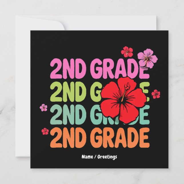 Back to School First Day of Second Grade Cute  Invitation (Front)