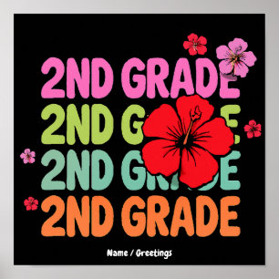 Back to School First Day of Second Grade Cute Poster