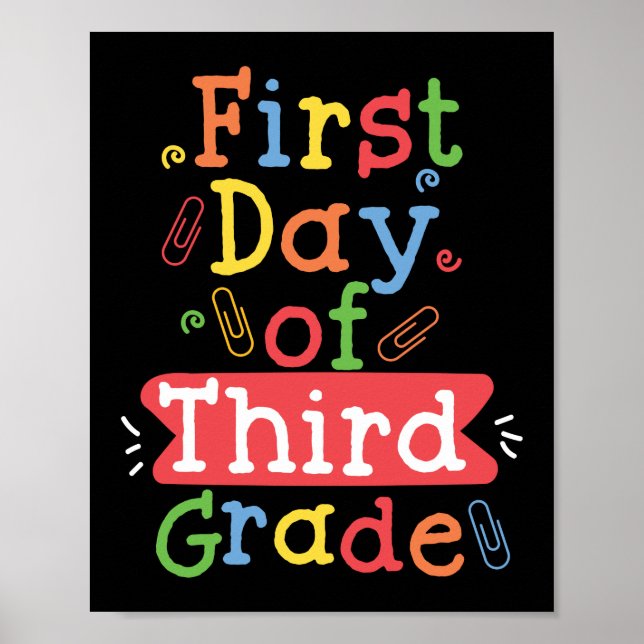 Back To School First Day Of Third Grade Teacher Poster (Front)