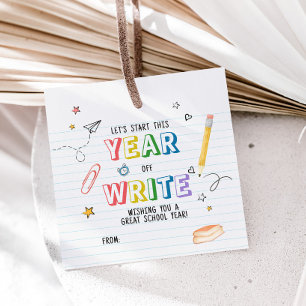 Back to School First Day Square Favour Tags