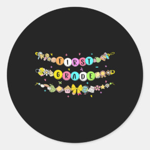 Back To School First Grade Bracelet Teachers Stude Classic Round Sticker