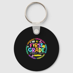 Back to school first grade dream team teacher kids key ring
