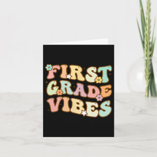 Back To School First Grade Vibes Retro Teacher Wom Card