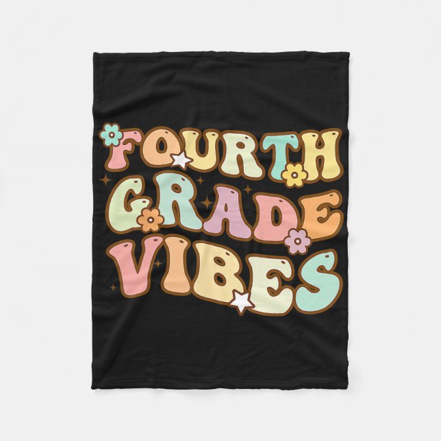 Back To School Fourth Grade Vibes Student Teacher  Fleece Blanket (Front)