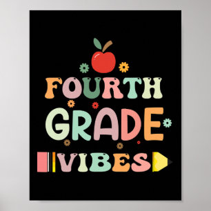 Back To School Fourth Grade Vibes Student Teacher Poster