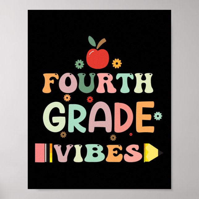 Back To School Fourth Grade Vibes Student Teacher  Poster (Front)