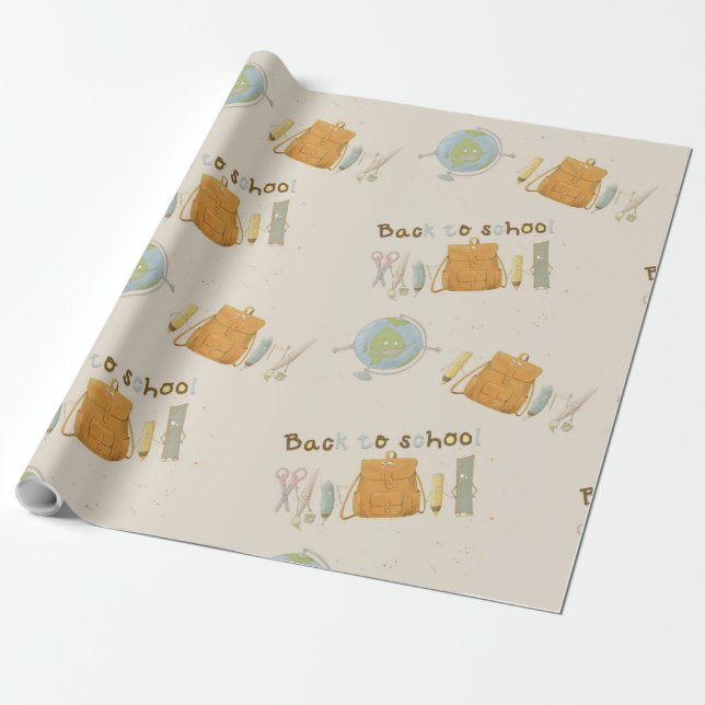 Back to School Friends  Wrapping Paper (Unrolled)