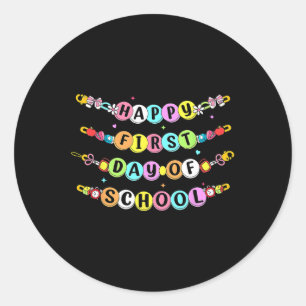 Back To School Friendship Bracelet First Day Of Sc Classic Round Sticker