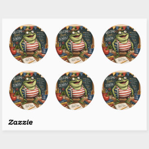 Back to School Frog PNG, Teacher Classroom Decor,  Classic Round Sticker