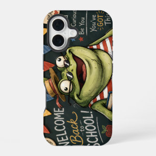 Back to School Frog PNG, Teacher Classroom Decor, iPhone 16 Case