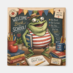 Back to School Frog PNG, Teacher Classroom Decor, Magnet