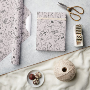 Back to School Fun and Elegant Dusty Pink  Wrapping Paper