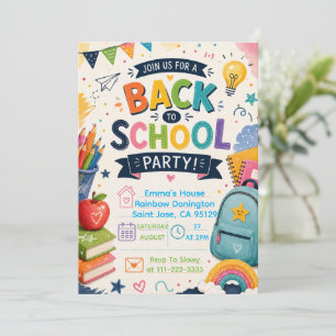Back to School Fun Classroom Party Invitation