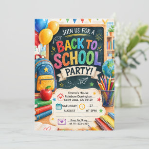 Back to School Fun Classroom Party Invitation