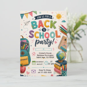 Back to School Fun Classroom Party Invitation