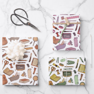 Back to School Fun Colourful Icons 3 Wrapping Paper Sheet