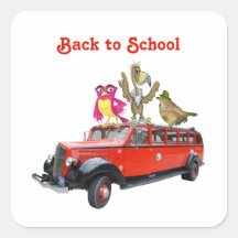  Back to School Fun Ride Cartoon Birds Riding Bus 