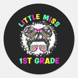 Back To School Funny Girls Student Miss 1st First Classic Round Sticker