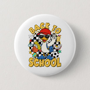 Back To School Funny Silly Goose First Day Of Scho 6 Cm Round Badge