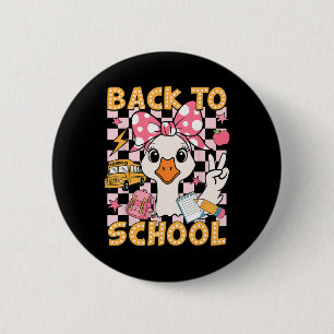 Back To School Funny Silly Goose First Day Of Scho 6 Cm Round Badge
