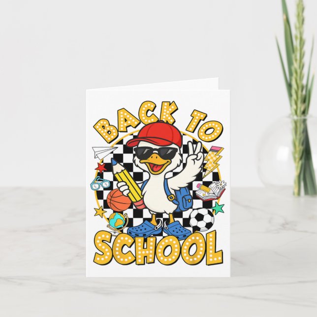 Back To School Funny Silly Goose First Day Of Scho Card (Front)