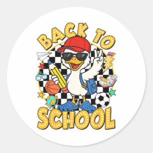 Back To School Funny Silly Goose First Day Of Scho Classic Round Sticker