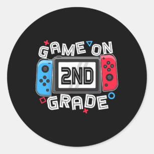 Back To School Game On 2nd Grade Fun Gamer Kids Bo Classic Round Sticker