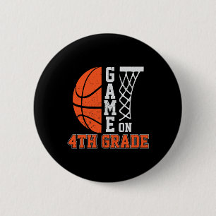 Back To School Game On 4th Grade Fun Basketball Ki 6 Cm Round Badge