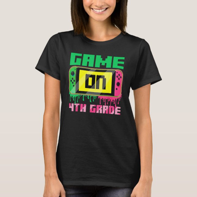 Back To School Game On 4th Grade Video Gamer Fourt T-Shirt (Front)