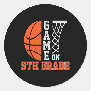 Back To School Game On 5th Grade Fun Basketball Ki Classic Round Sticker