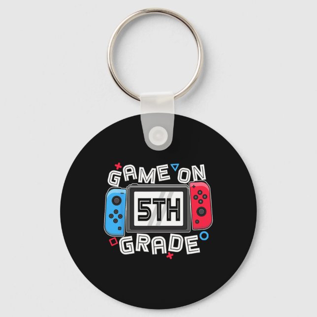 Back To School Game On 5th Grade Fun Gamer Kids Bo Key Ring (Front)