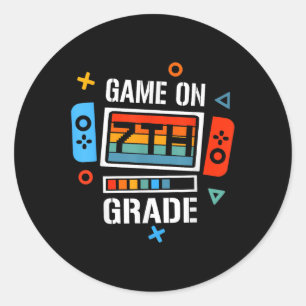 Back To School Game On 7th Grade Funny Gamer Kids Classic Round Sticker